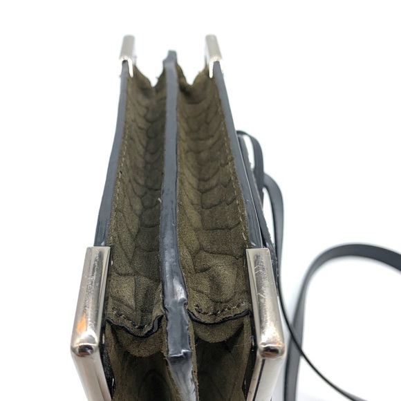 Mackage Rubie Black Green High Gloss Leather Shoulder Crossbody Bag - Picture 6 of 13